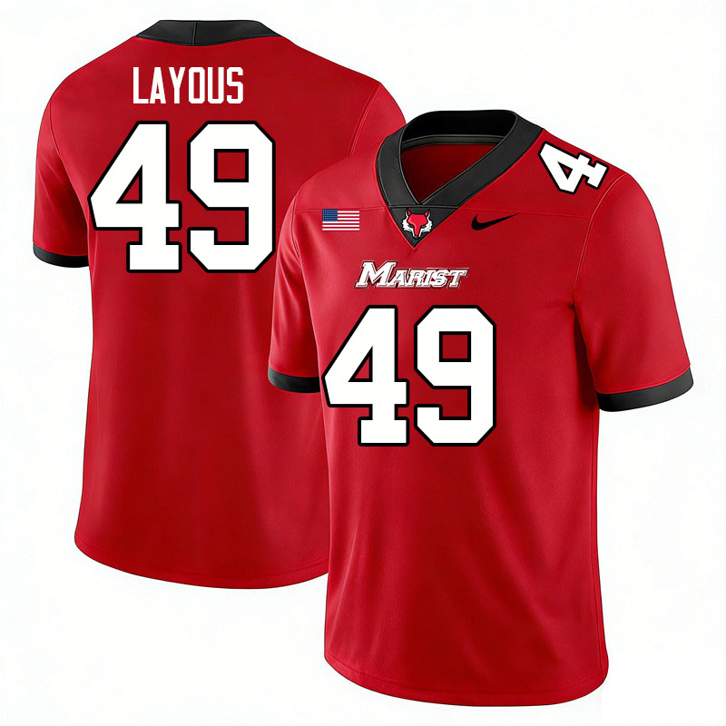 Marist Red Foxes #49 Samer Layous College Football Jerseys,Uniforms-Red